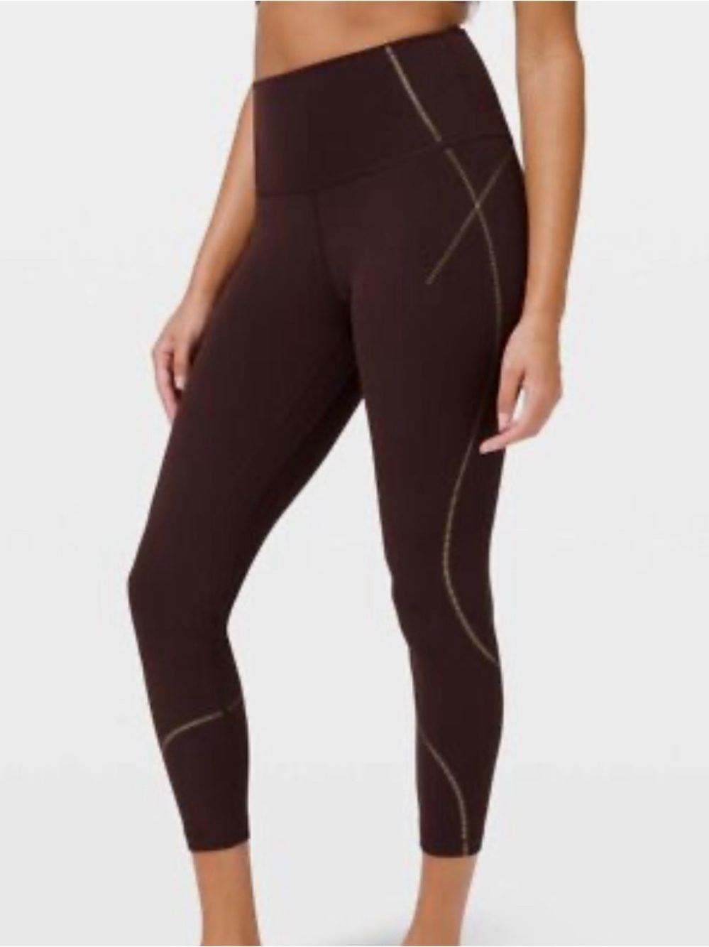 lululemon athletica French Press Align Gold Embossed Cropped Leggings NWOT